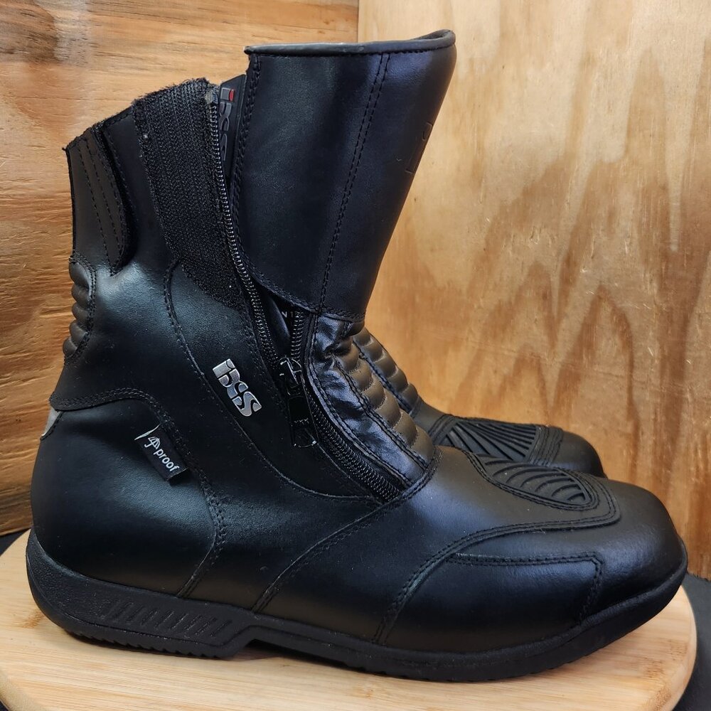 IXS Mens Black Leather Waterproof Motorcycle Boots Size 8.5